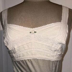 Free People Lace rosette Bralette Bra White Boho Layering Stretch Cotton Large L